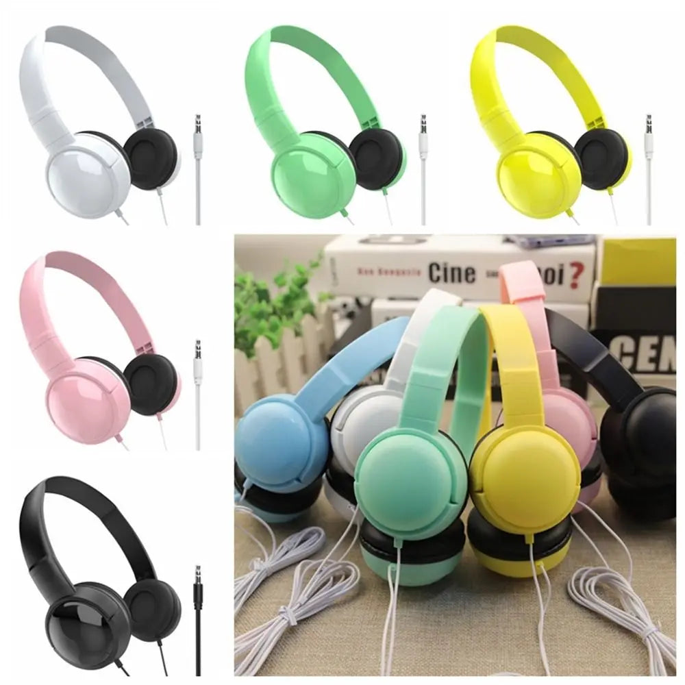 Over Ear Wierd Headphones Adjustable Music Stereo 3.5mm Headset Noise Cancelling Audio Bass Macaron Headphone Tablet