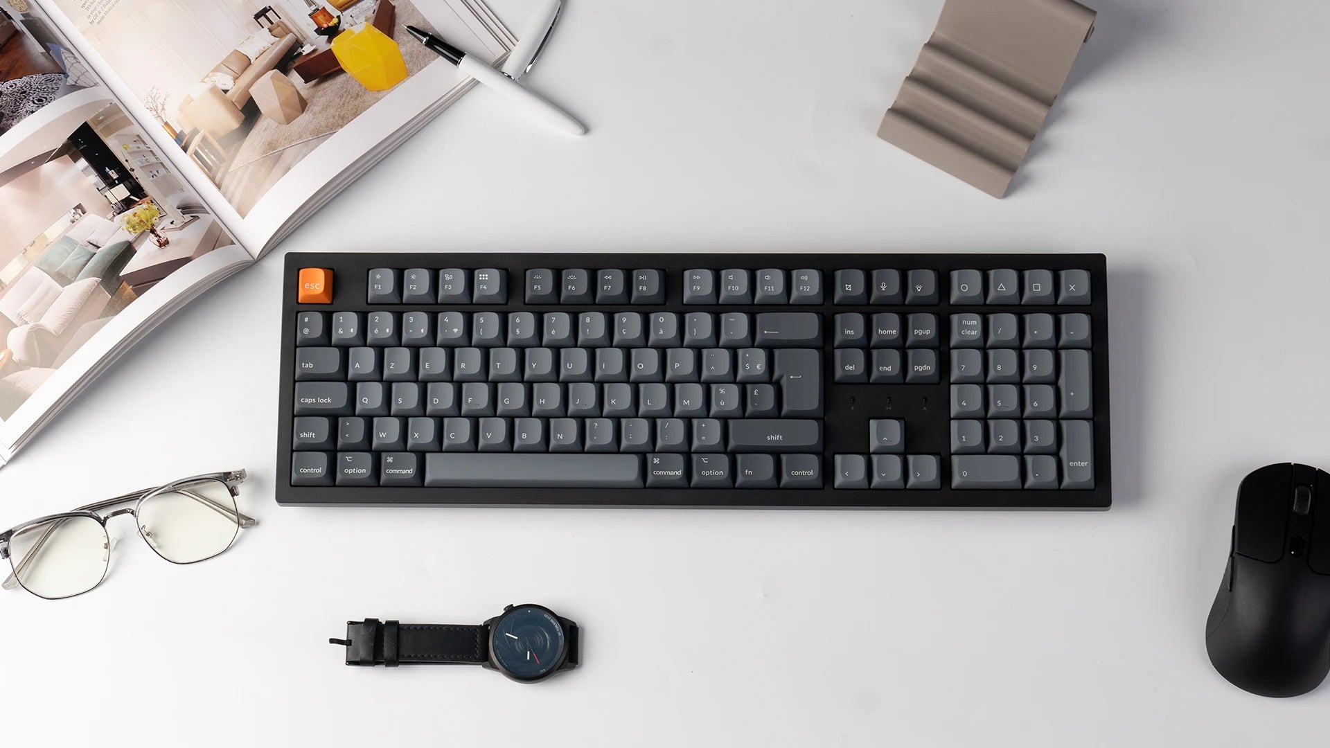Keychron K10 Max FR-ISO Layout QMK Wireless Custom Mechanical Keyboard RGB Backlight Shine-Through Keycap