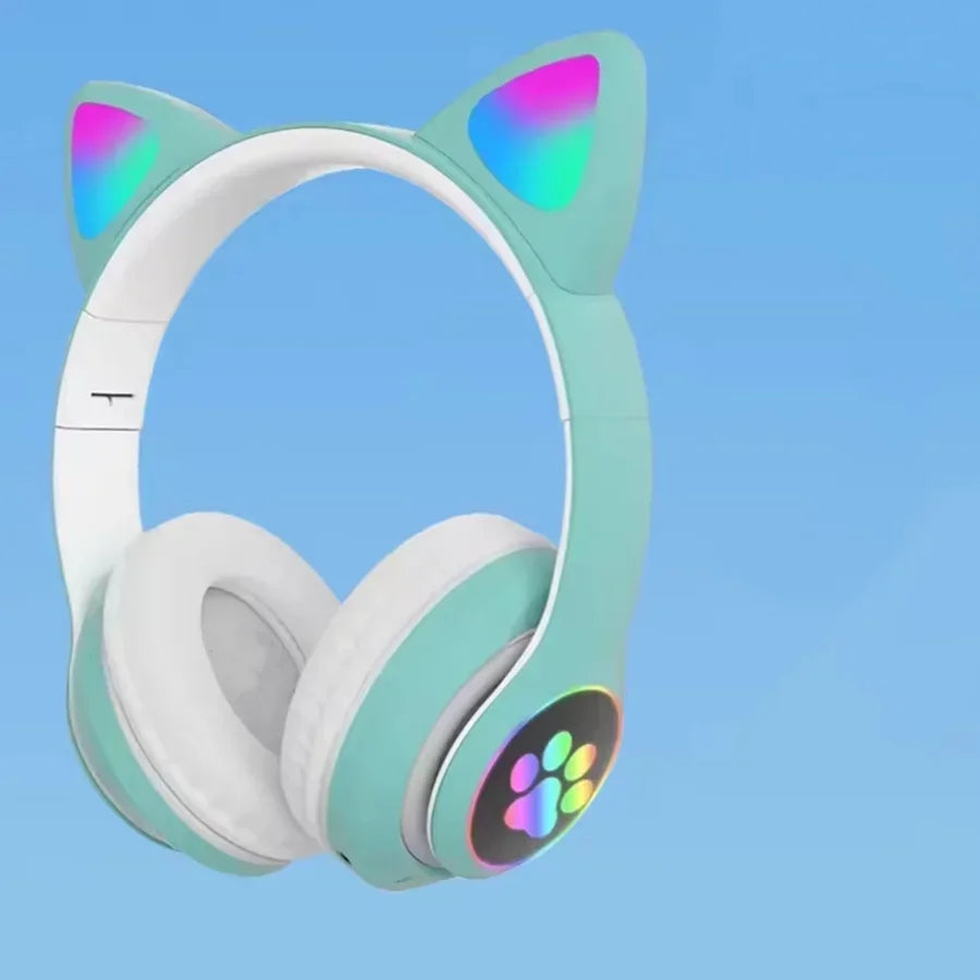 Cute Cat Wireless Headphones RGB Cute Cat Ears Headset With Microphone Noise Cancelling Kid Stereo Music Children's Gifts