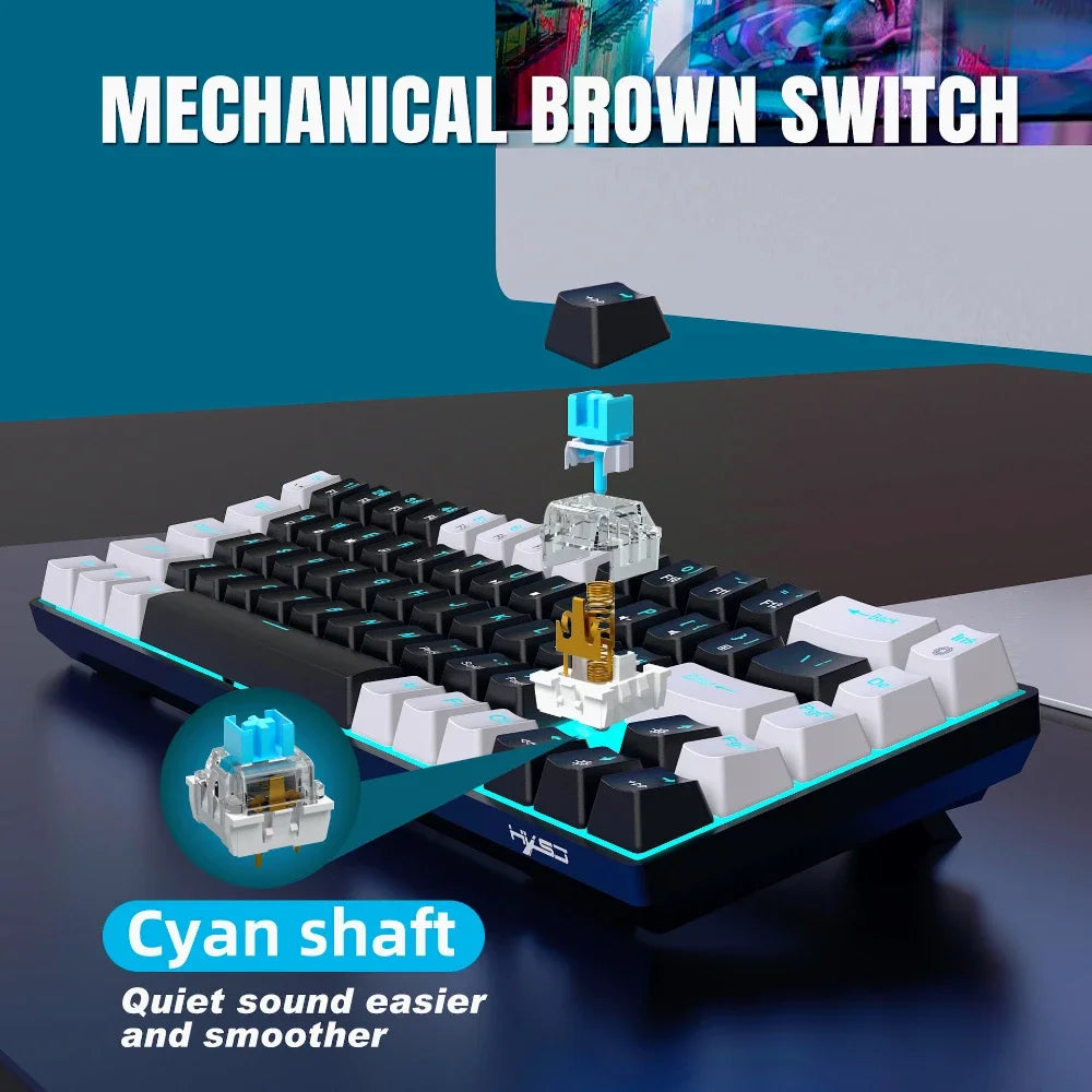 Mechanical keyboard gamer 60% mini keyboards gaming 68 keys backlit wired Portable USB key board pc teclado white black claviers