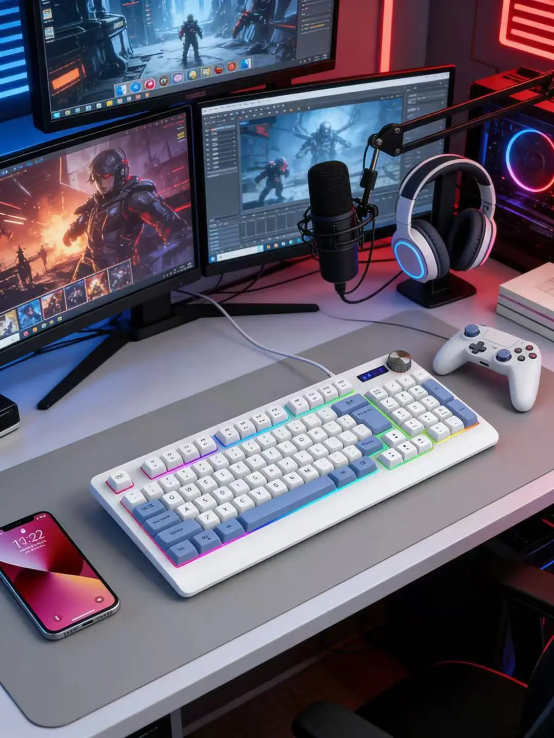 93 Keys Wired RGB Gaming Keyboard Two Tone PBT Ball Keycaps Mechanical Feeling Portable Keyboard for Laptop Office Gamer Typing