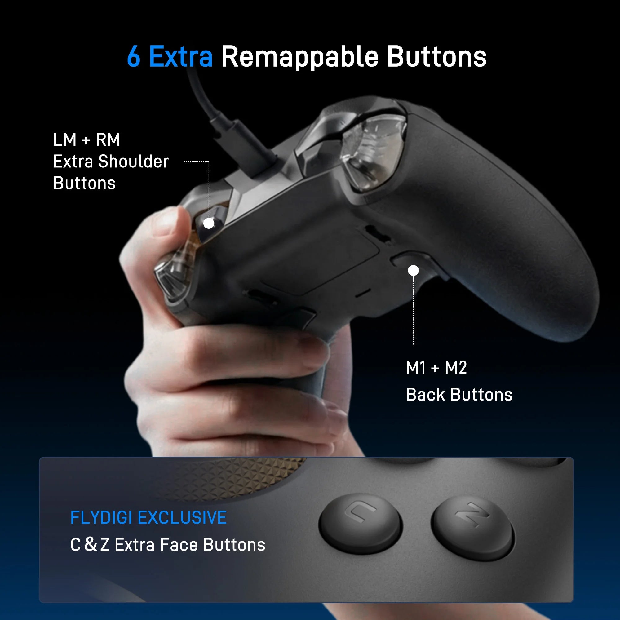 FLYDIGI VADER 5S Wired Game Controller FORCEFLEX Adjustable Tension Joysticks, Gamepad for Xbox Series X|S, Xbox One, PC
