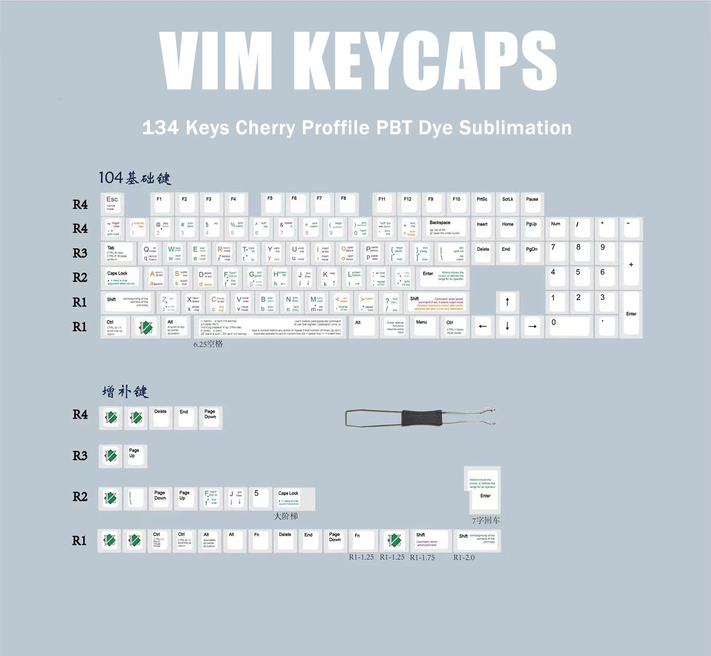 131 Keys VIM Theme Keycaps Cherry Profile White GMK Keycap PBT Dye Sublimation Mechanical Keyboard For MX Switch 1.75U 2U Shif