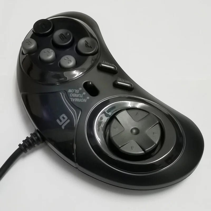 For 16 bit Classic Wired Game Controller for SEGA Genesis 6 Button Gamepad for SEGA Mega Drive Mode Fast Slow white