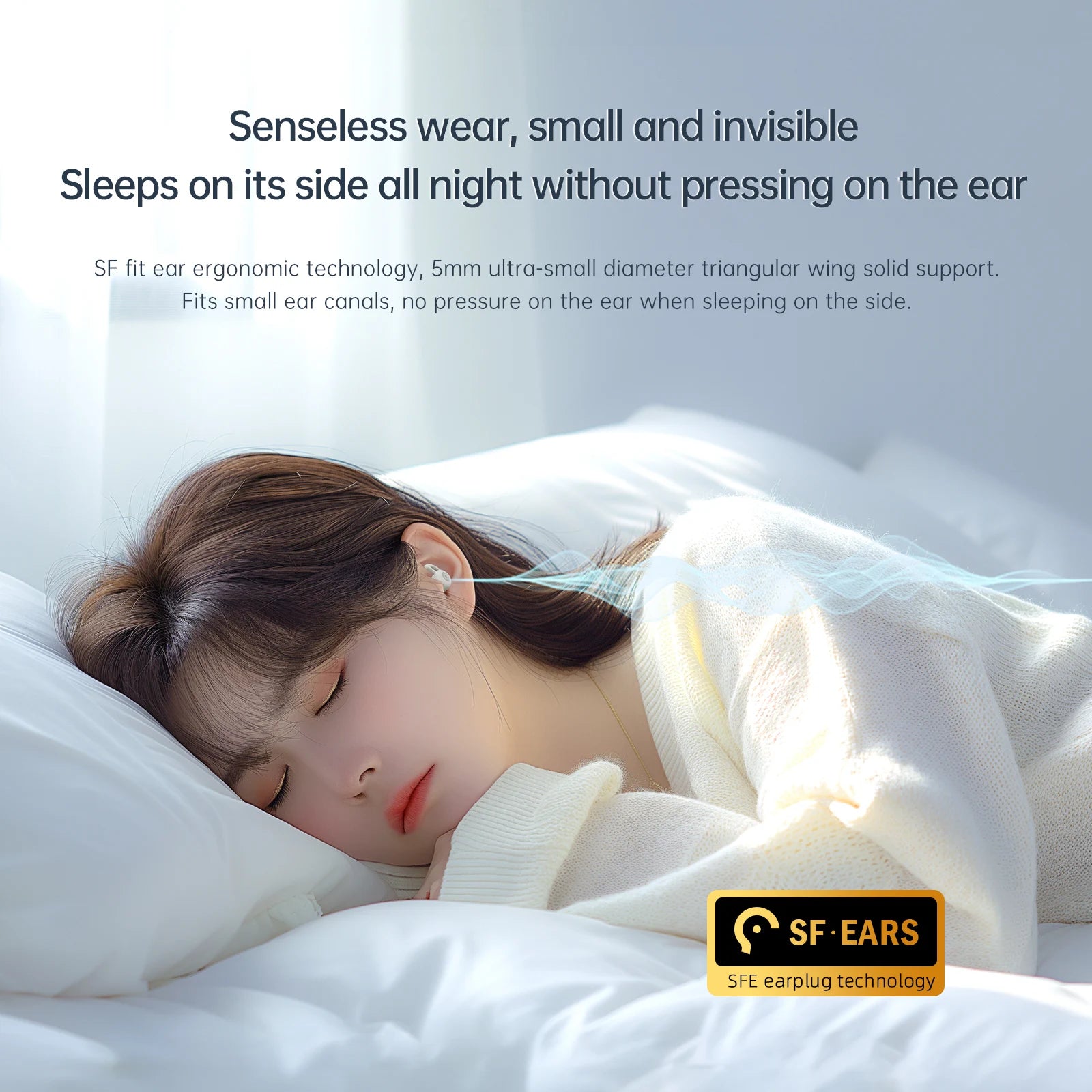 eppfun Bluetooth 5.3 Sleep Earbuds, Noise Blocking Sleep Headphones, Small Earplugs for Side Sleepers, 80H Playtime