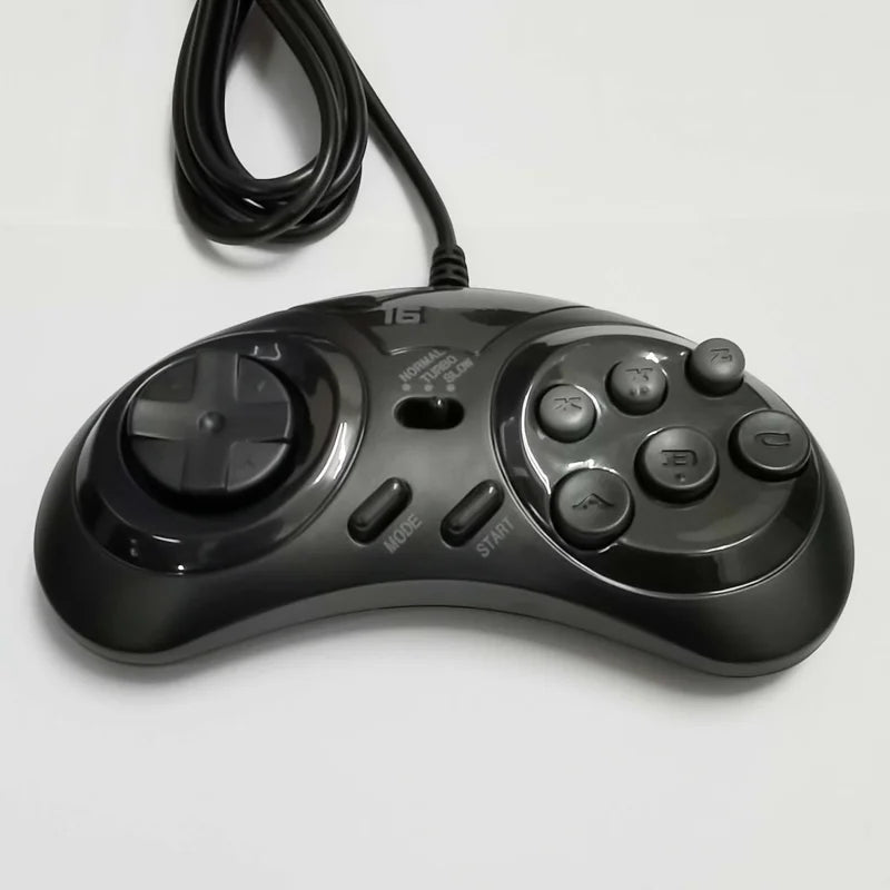 For 16 bit Classic Wired Game Controller for SEGA Genesis 6 Button Gamepad for SEGA Mega Drive Mode Fast Slow white