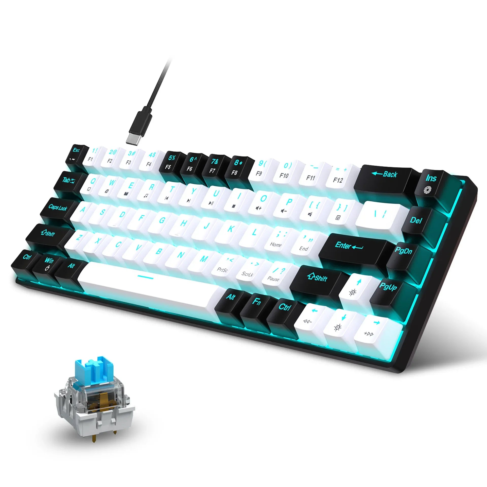 Mechanical keyboard gamer 60% mini keyboards gaming 68 keys backlit wired Portable USB key board pc teclado white black claviers