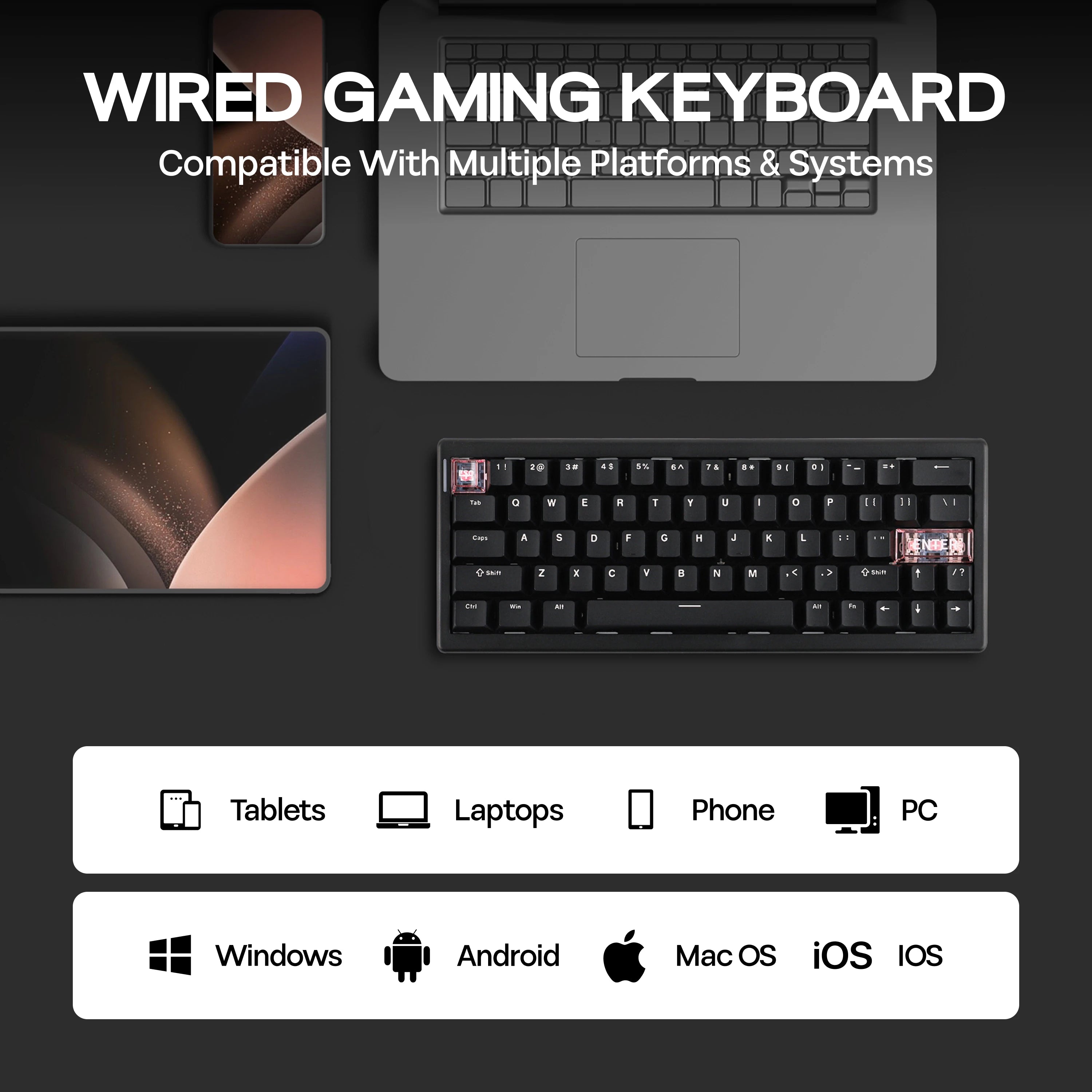 CIDOO C60 HE 63-Key Compact Layout Hot-Swap Wired Gaming Keyboard with Hall Effect Magnetic Switch RGB Backlight 8K Polling Rate