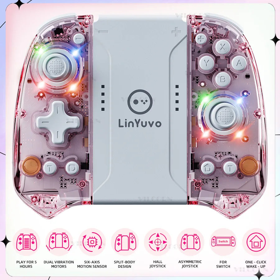 Wireless RGB Gamepad For NS Switch Controller Joypad Compatible with Switch Oled Lite PC Joystick with Vibration Turbo