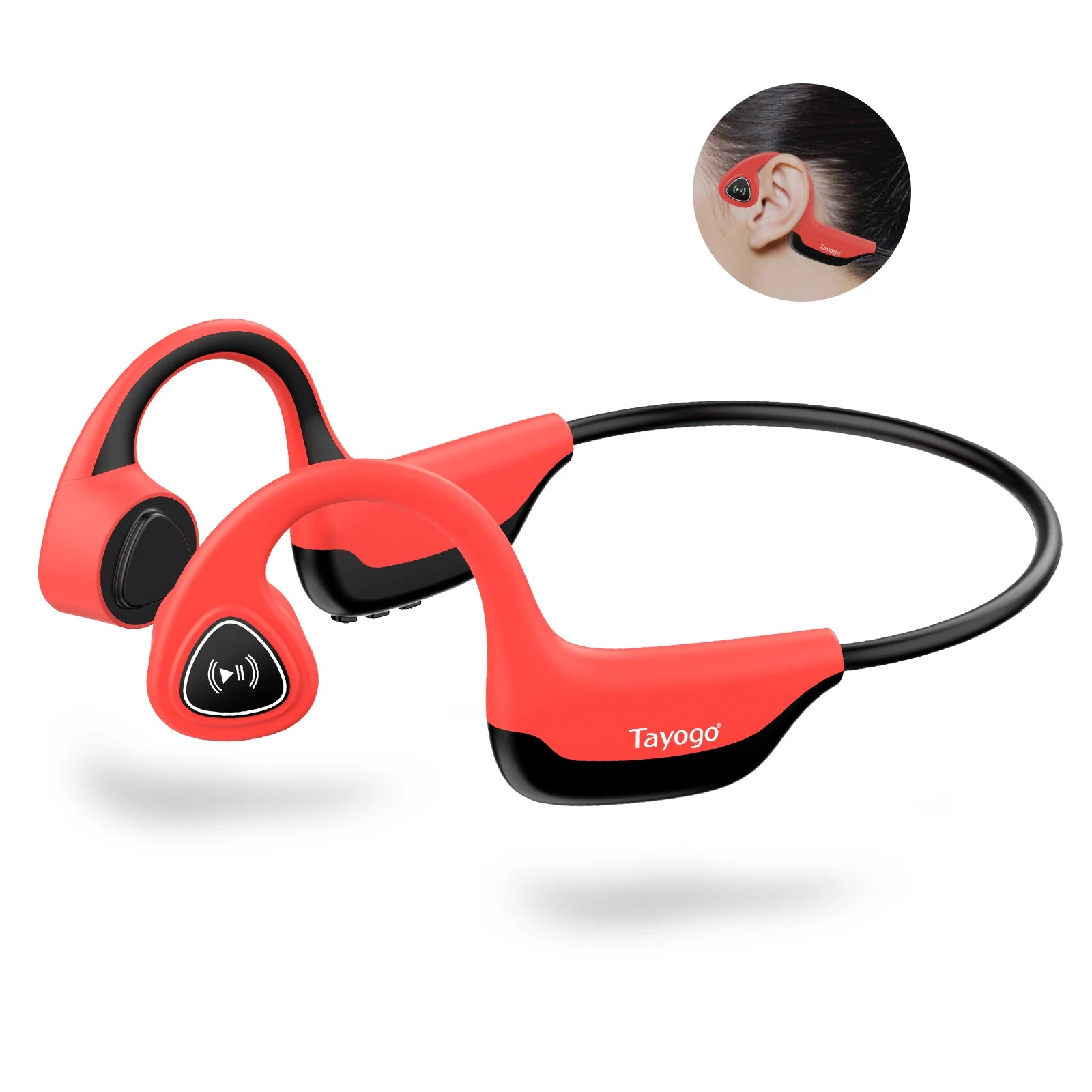 Tayogo Bone Conduction Headphones, Wireless Bluetooth Bone Conducting Earbuds, Open Ear Headset with Mic