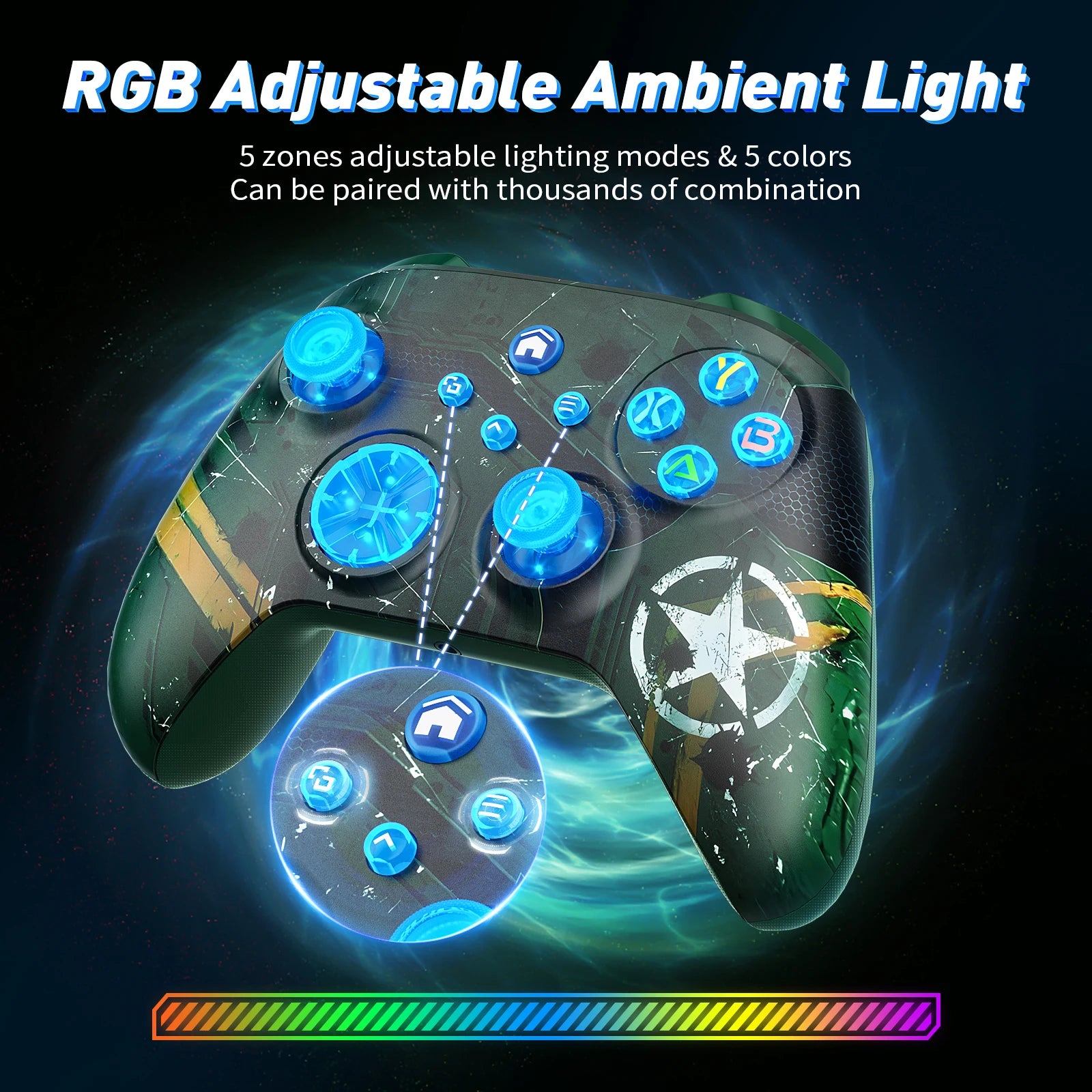 Wifi Wireless Controller For Xbox One/Xbox One S/X/Xbox Series X/S/Pc/Switch Joysticks With Turbo Function/6-Axis/RGB Gamepad