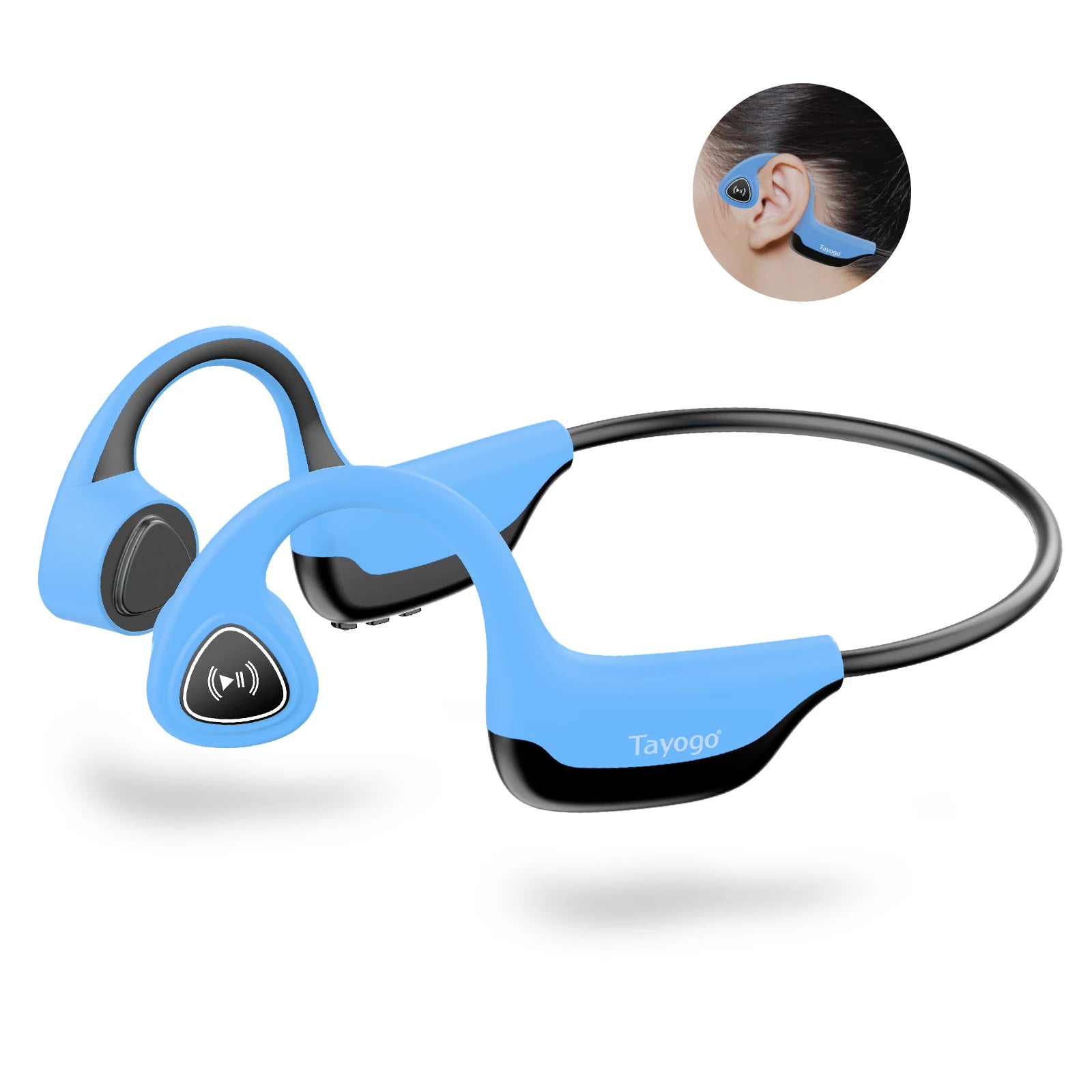 Tayogo Bone Conduction Headphones, Wireless Bluetooth Bone Conducting Earbuds, Open Ear Headset with Mic