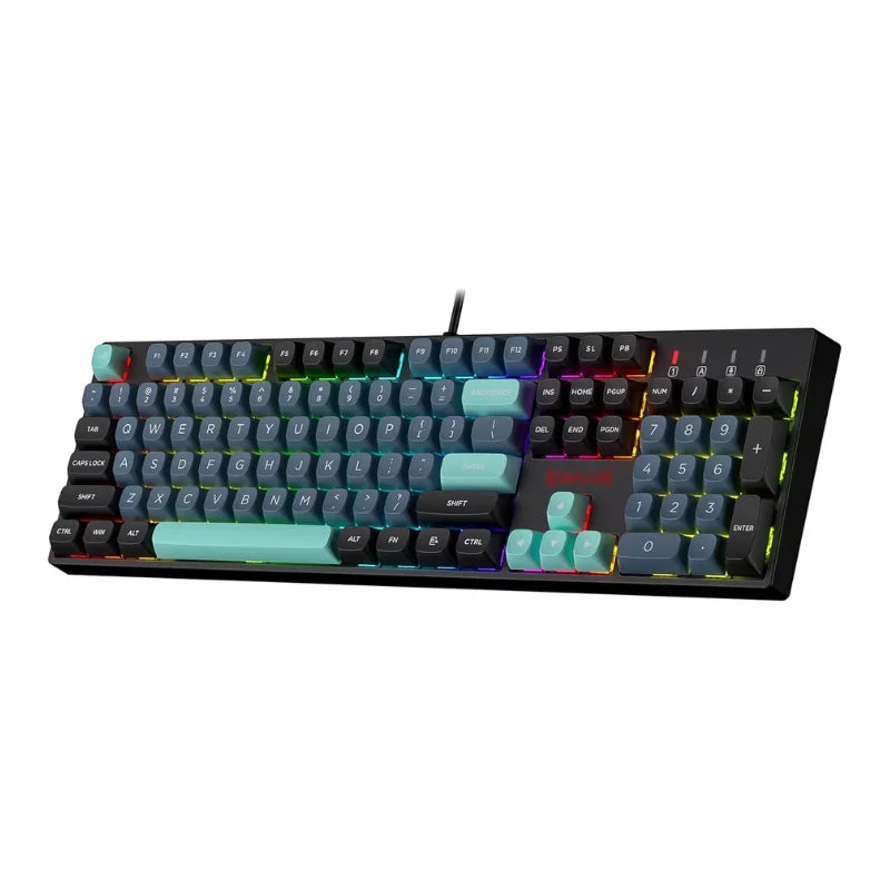 Redragon SE Wired RGB Gaming 104 Keys Mechanical Keyboard Mixed Color Round PBT Keycaps, Dynamic 16.8M RGB
