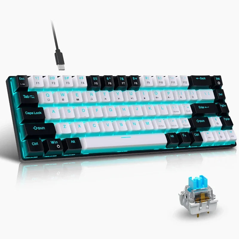 Mechanical keyboard gamer 60% mini keyboards gaming 68 keys backlit wired Portable USB key board pc teclado white black claviers
