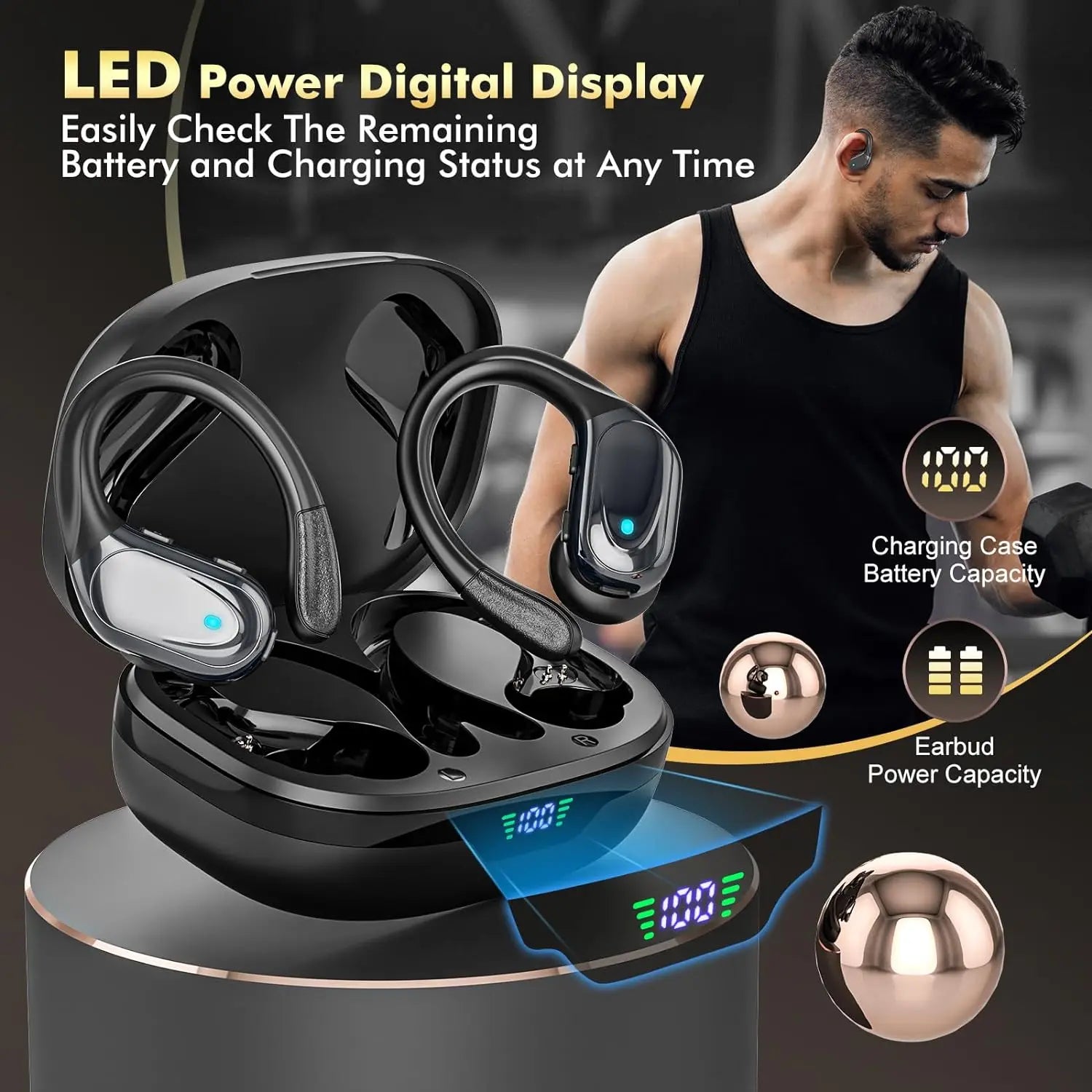Original GDLYL BX17 TWS Bluetooth V5.4 Headphones Wireless LED Digital Display Earphones Noise Reduction Waterproof Headset New