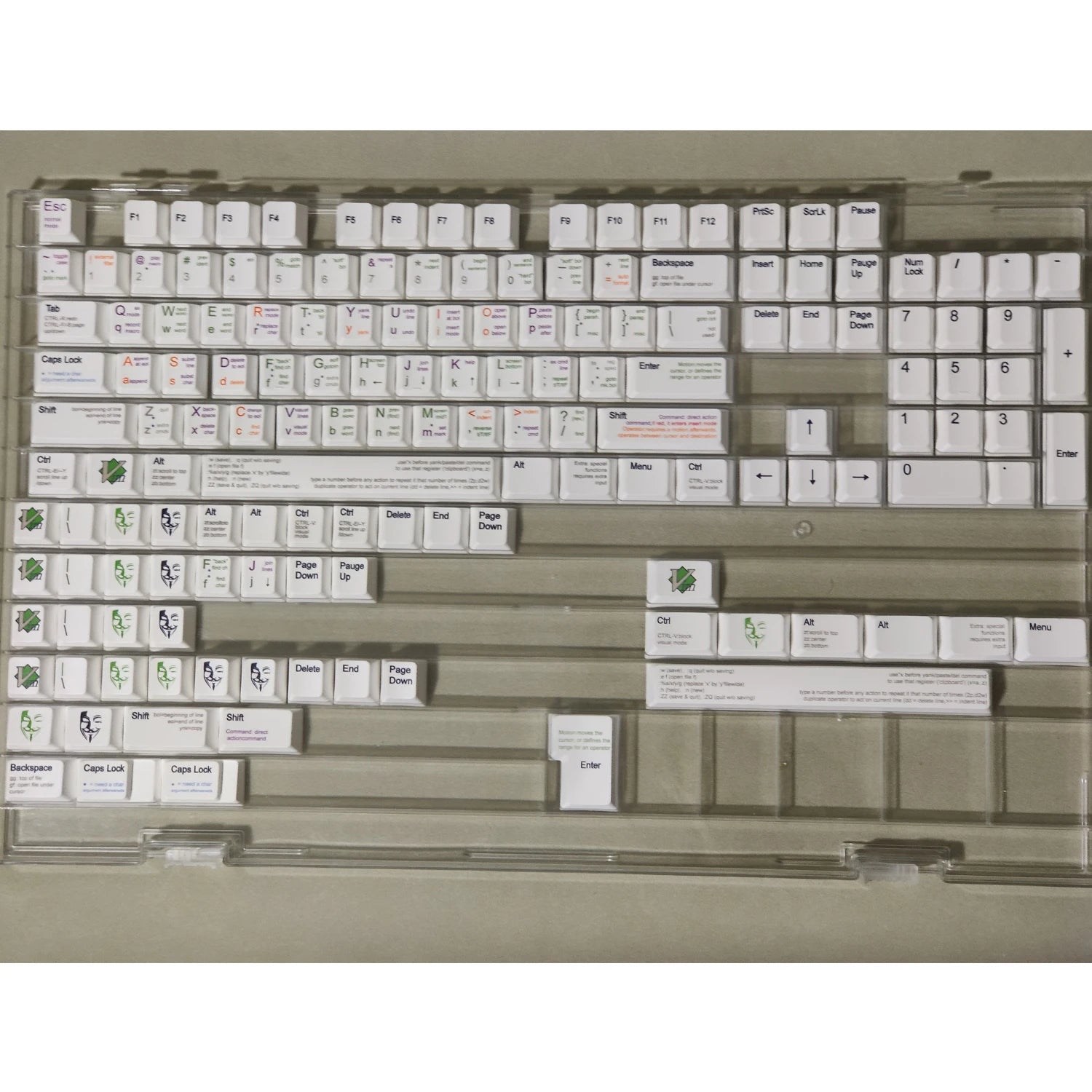 131 Keys VIM Theme Keycaps Cherry Profile White GMK Keycap PBT Dye Sublimation Mechanical Keyboard For MX Switch 1.75U 2U Shif