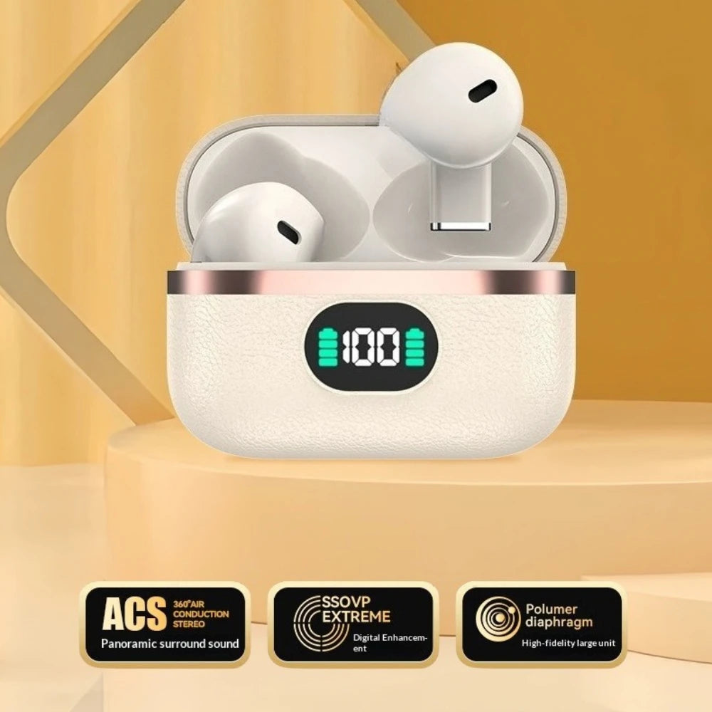Bluetooth 5.4 Earbuds Semi-in-ear Design Endurance Battery Wireless Earphones With Mic Music Companion for Battery Display