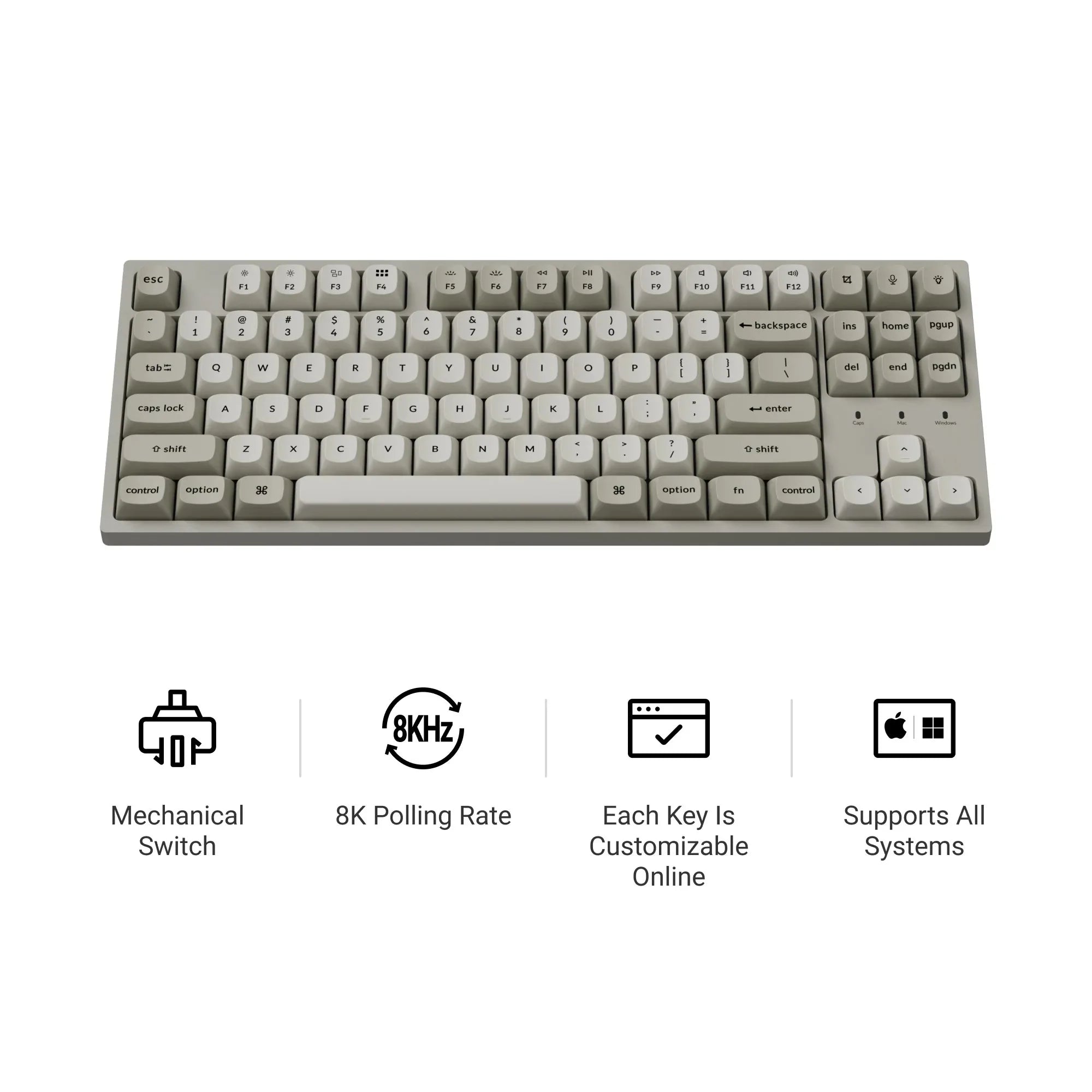 Keychron C1 Pro 8K QMK Wired Custom Mechanical Keyboard TKL Layout Hot-Swappable PBT Keycaps