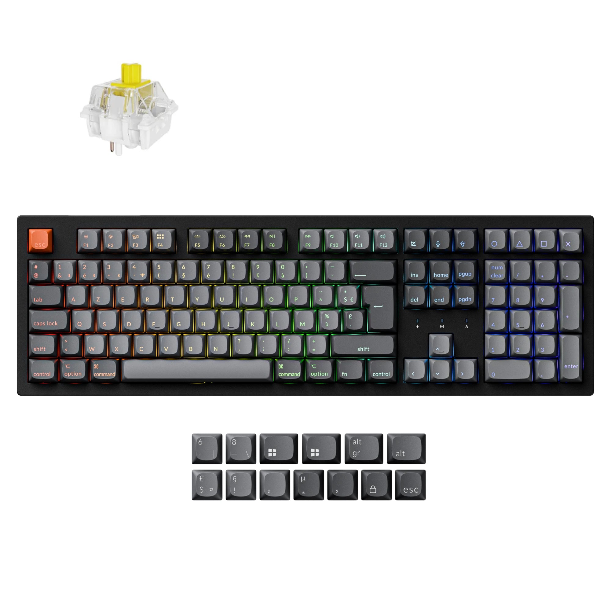 Keychron K10 Max FR-ISO Layout QMK Wireless Custom Mechanical Keyboard RGB Backlight Shine-Through Keycap
