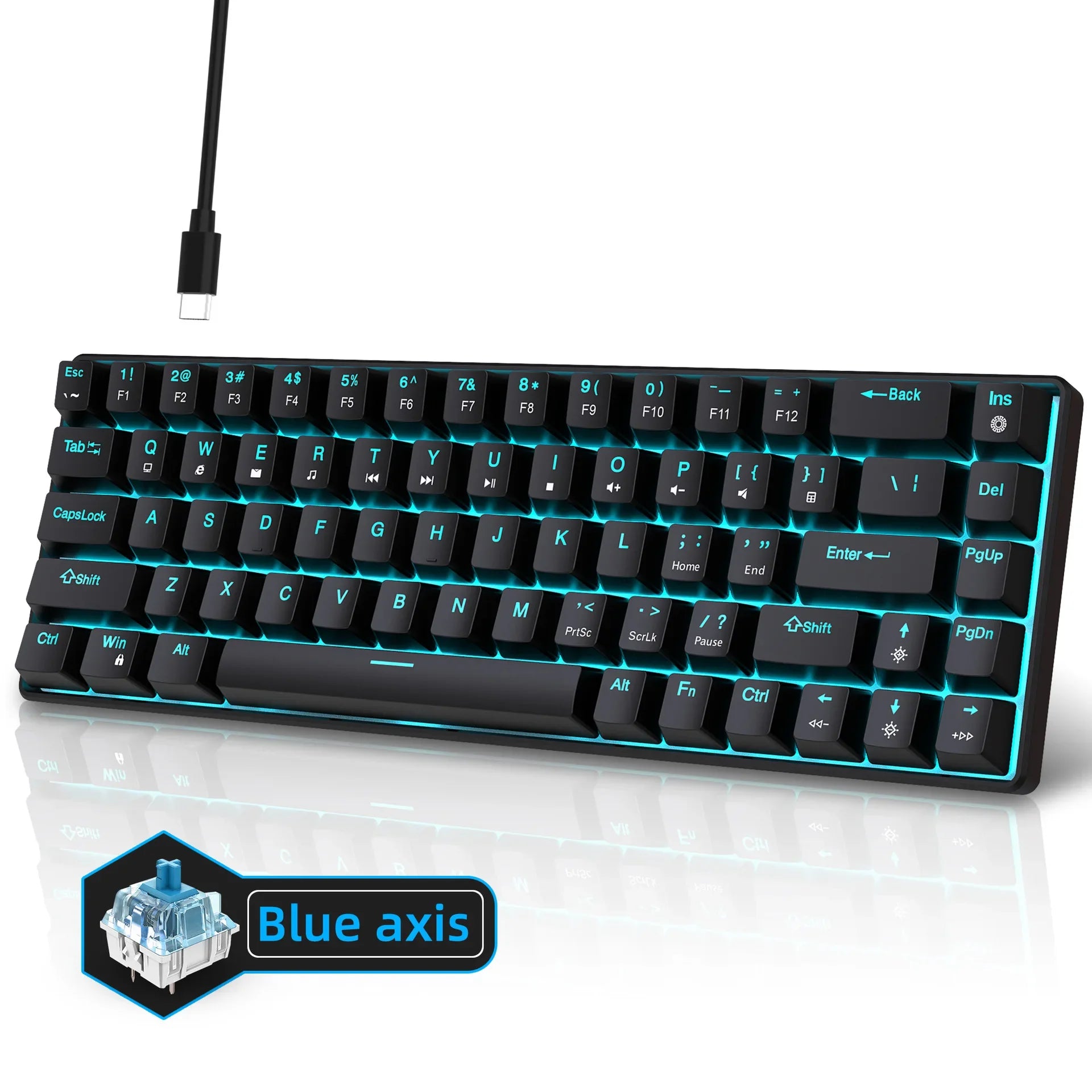 Mechanical keyboard gamer 60% mini keyboards gaming 68 keys backlit wired Portable USB key board pc teclado white black claviers